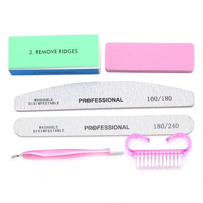 

6Pcs/Set Professional Nail Files Manicure Sets Polishing Sanding Buffer File Pedicure Tool Cuticle Pusher Nail Brushes Accssory