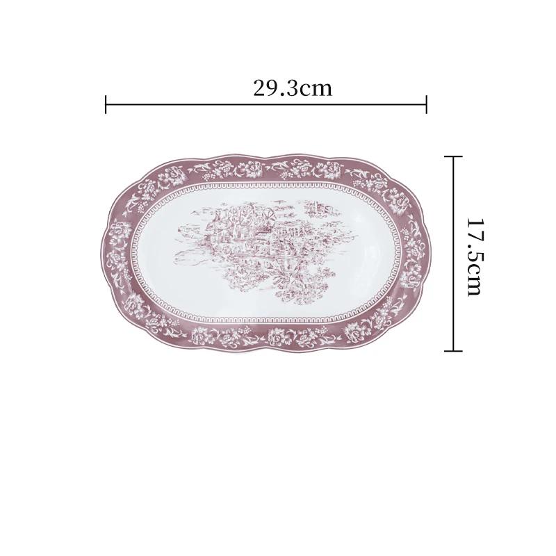 High End French Style Ceramic Plates Fashion Relief Purple Dinner Plate Household Soup Bowls Ramen Noodles Bowl Dishes Tableware