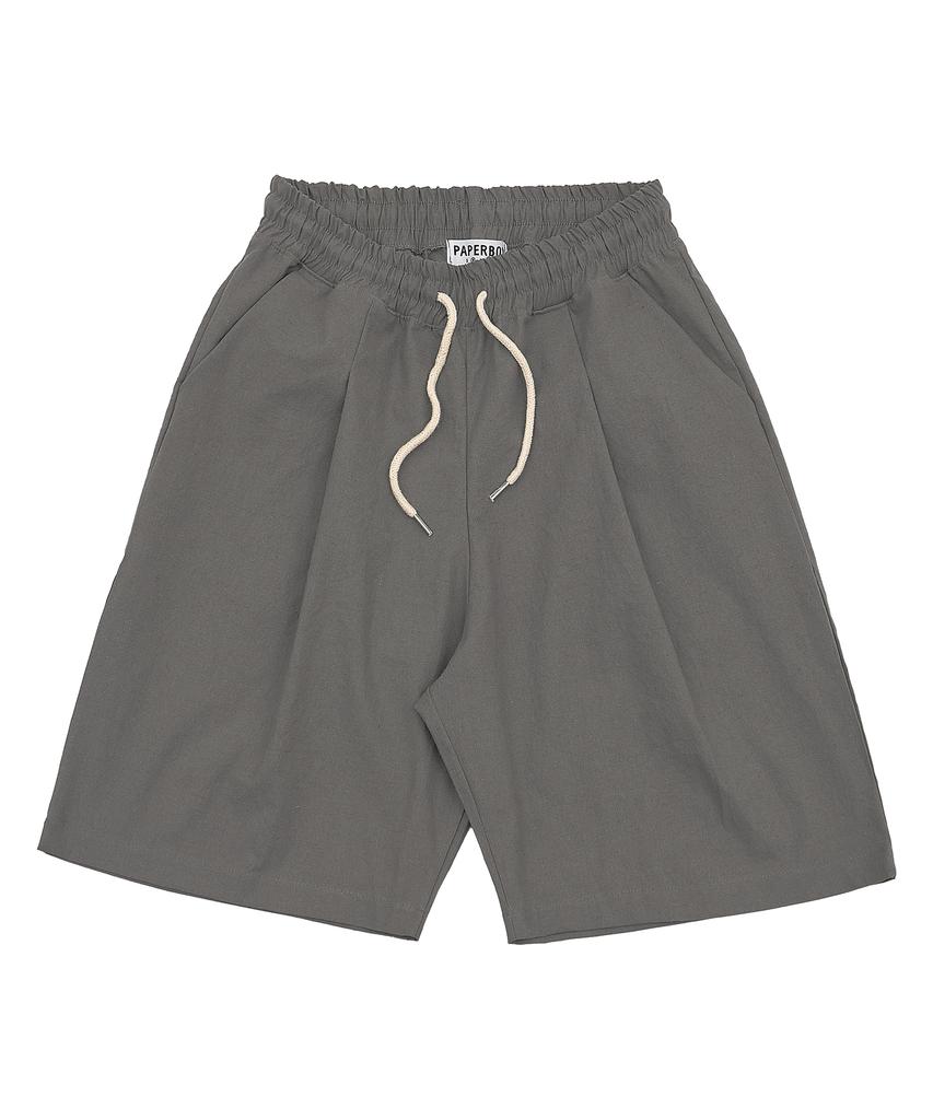 PAPERBOY Linen Bio Pintuck Half Pants - Khaki Brown