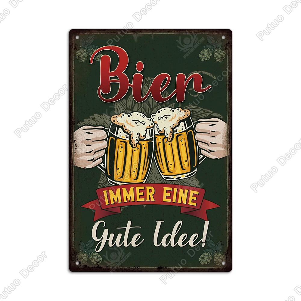 Putuo Decor German Vintage Metal Tin Sign xin Rustic Wall Art for Farmhouse Office Coffee Shop Unique Gift Idea for Friends