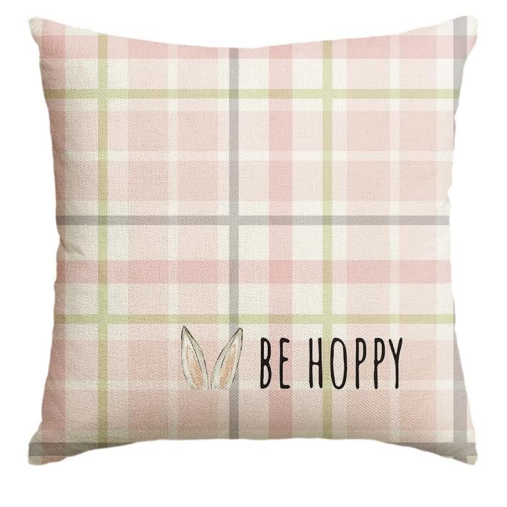 Vikama Easter Pillowcase Throw Pillow Covers Bunny Print Cushion Cover Sofa Decorations Pink Linen Pillow Case Home Pillowslip