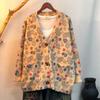 Factory new autumn and winter cute printed imitation mink velvet jacket women's Korean version loose lazy sweater