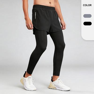 Men's Two-in-One Compression Tights: Quick-Dry, High-Elastic Base Layer for Basketball & Fitness