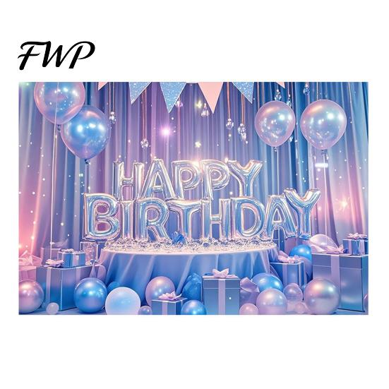 Birthday Party Decoration Happy Banner Backdrop, Photo Background Cloth for Celebration, Reusable Bunting Flag Decor Kids Women, Supplies Double-sided