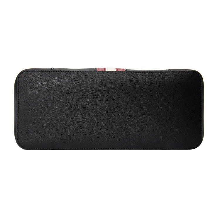 Bally Classic Casual Commuter Vintage Red And White Striped Leather Tote Bag Women tote bags Black 6211738-BLACK