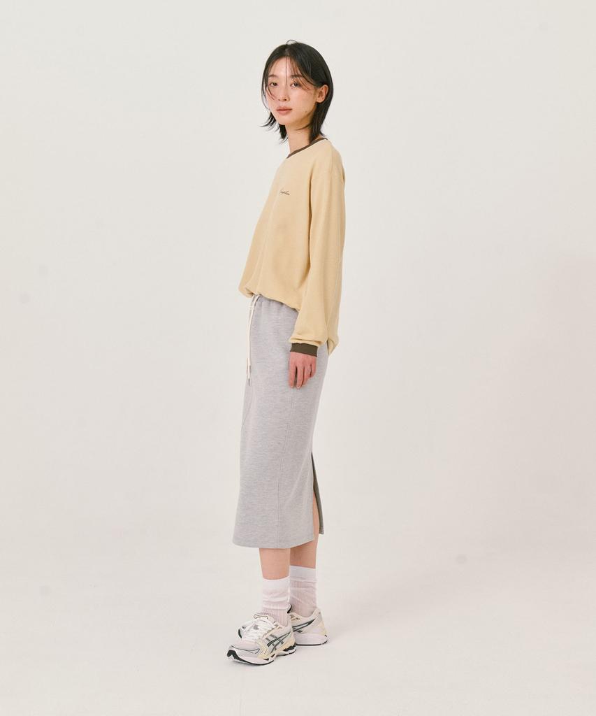 Grass Plan Basic Banding Skirt_Melange Gray