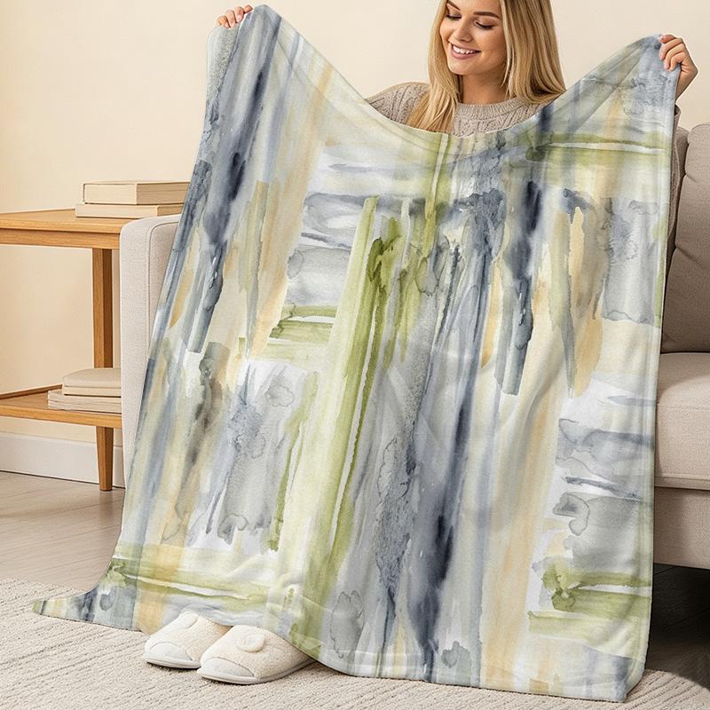 Printed Flannel Blanket Abstract Art Series, Soft Cozy Fleece Throw for Home Decor, Ideal for Halloween & Christmas