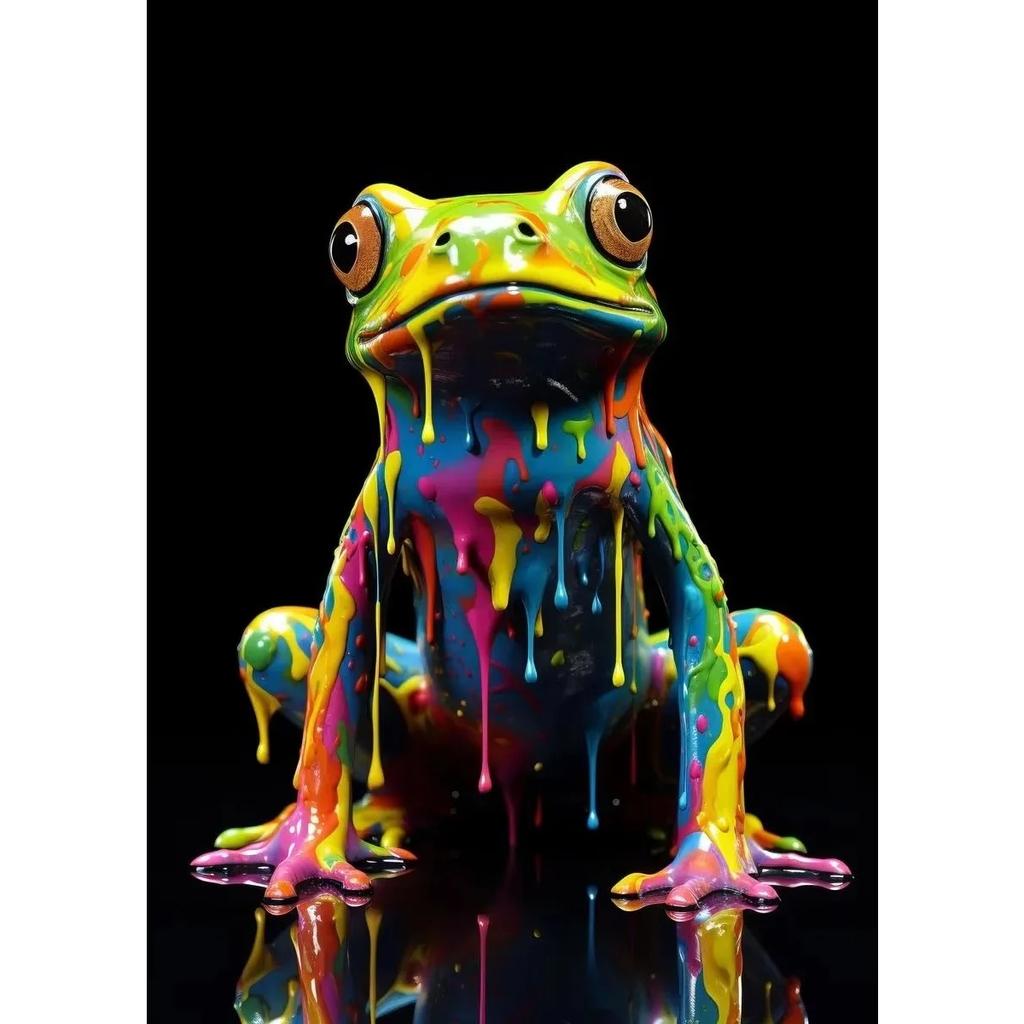 Animals With Paint Canvas Painting Rainbow Dog Sea Otter Elephent Poster Canva Prints HD Pictures Frog Animal Wall Art Unframed
