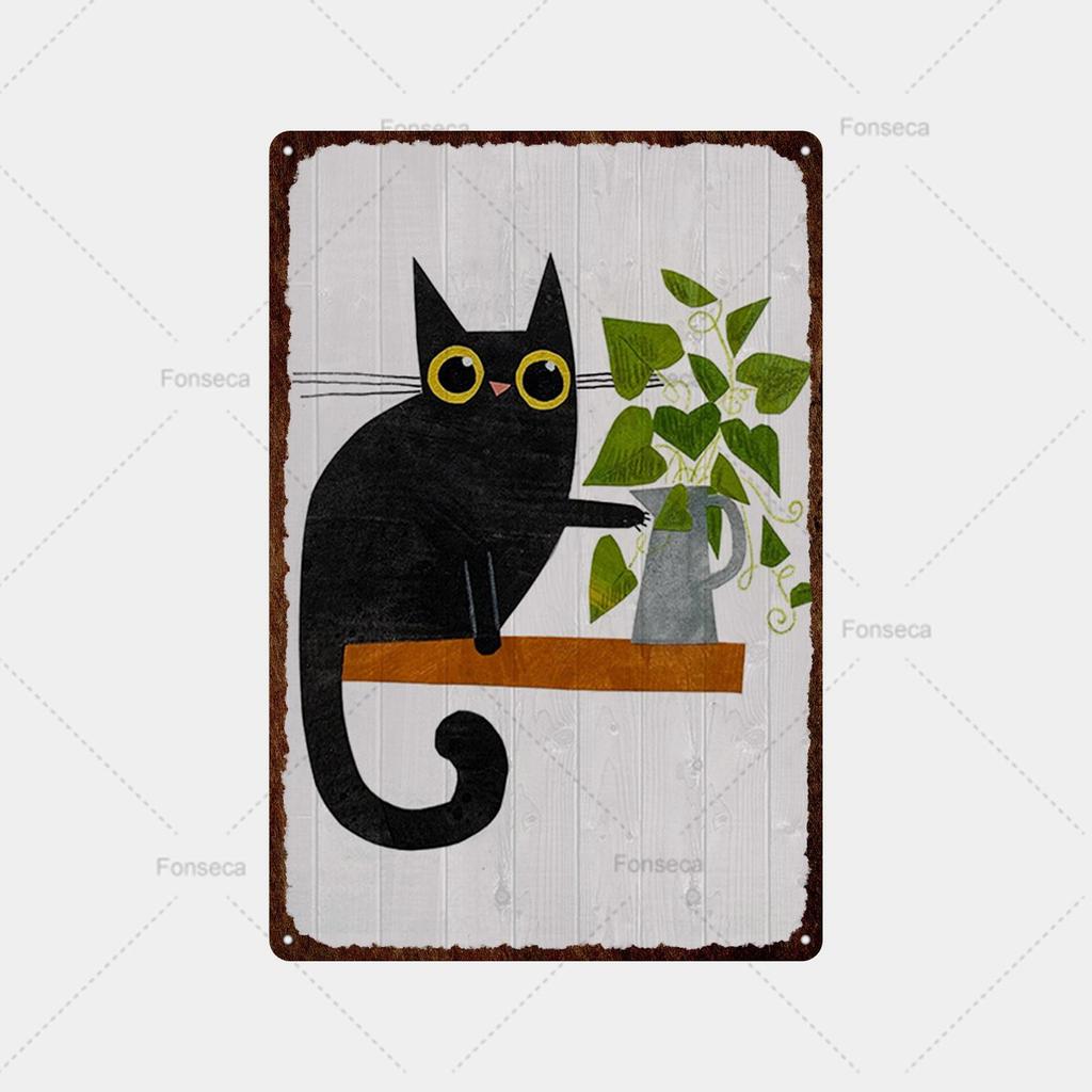 Coole schwarze Katze Metallschild Blechschild Metall Retro Bar Wanddekoration Bar Club Loch Metallplakat
