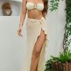 2025 European & American Style Bikini: Sexy Three-Piece Set with Bandeau, Slit Long Dress, and Swimwear for Women