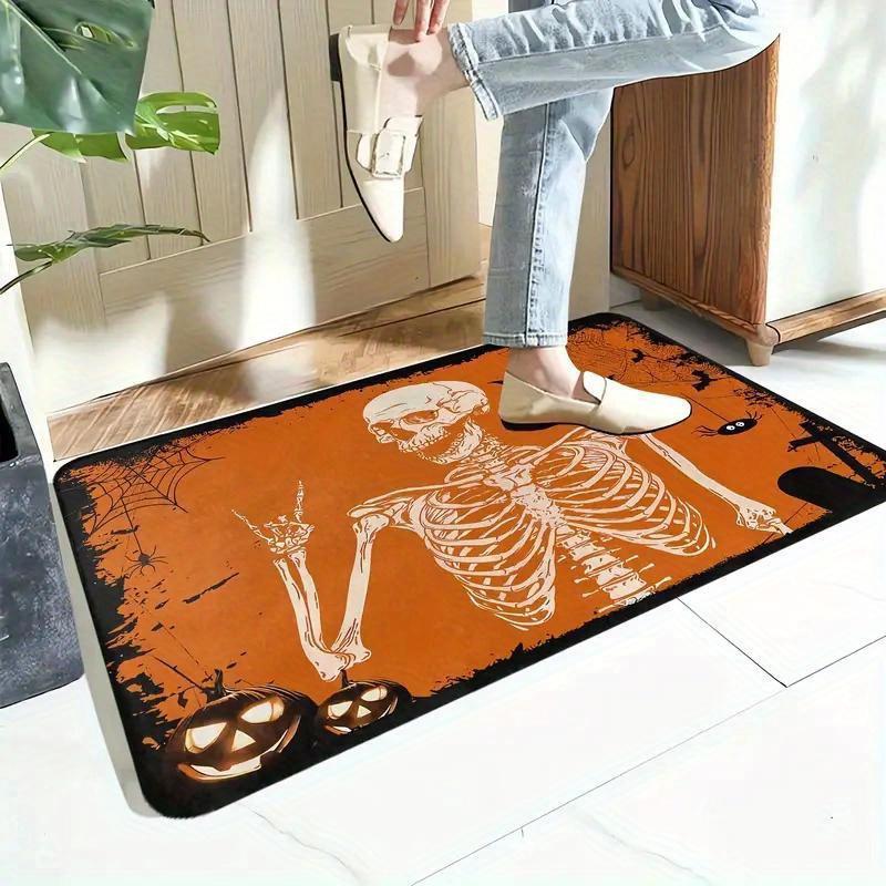 

Halloween Doormat Area Mat with Evil Pumpkin Black Cat Halloween Home Decoration Bedrooms Living Rooms and Bathrooms Decoration 30x50cm