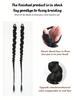 Synthetic 26Inch Boxing Braids Ponytail Extension With Rubber Band Hair Ring For Girls Women Black Wig