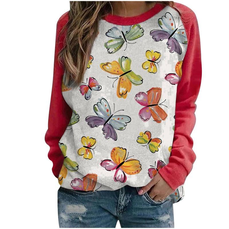 Women's hoodie 3D digital printed round neck hoodie with shoulder inserts for autumn winter women's wear