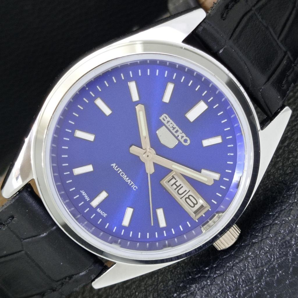 

MENS VINTAGE REFURBISHED SEIKO 5 AUTOMATIC JAPAN BLUE COLOR DIAL WATCH a440633-4 Sk-a440633
