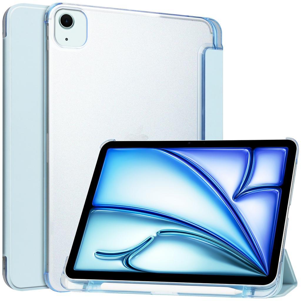For iPad Air 11 (2025)/(2024) Case PU Leather Smart Tablet Cover Smooth Matte Back,Built-In Pencil Holder