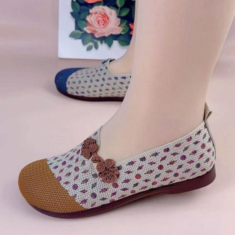 Dámské boty pro maminky Prodyšné látkové boty na jedno chodidlo Dámské boty Měkká podrážka Vyšívané sandály