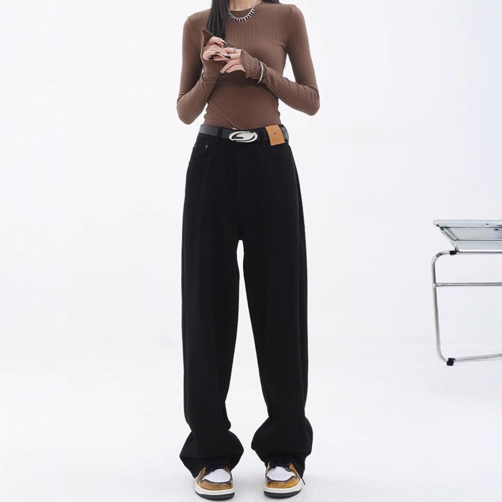 American Black Plus Size High Waist Wide Leg Jeans for Women