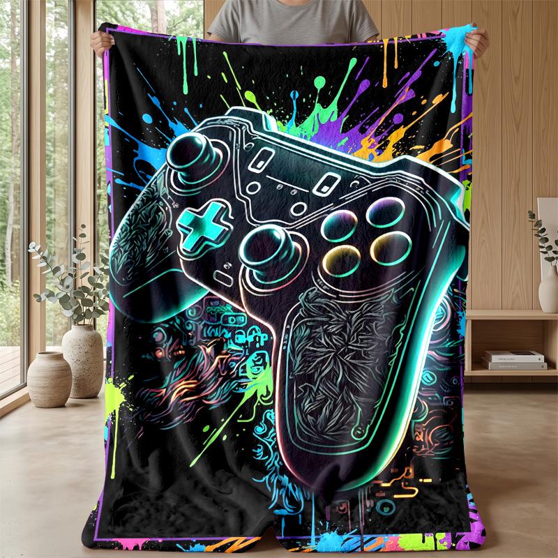Neon Game Controller Art Theme blanket Lightweight Warm Flannel Blanket Decorative Throw Blanket for Home Decoration