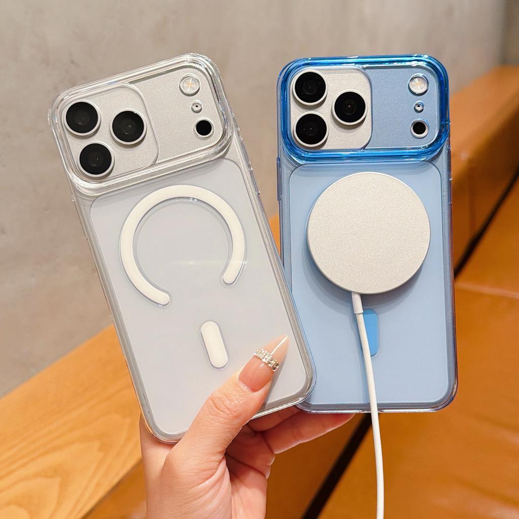 Magnetic Transparent Phone Case for 15 16 17 18 Pro Max 17 Air Clear PC Hard Phone Cover For Magsafe Wireless Charging