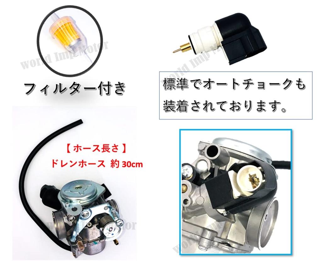 World Imp Motor Carburetor for Honda Zoomer AF58, Smart Dio AF56, Dio Z4 AF57, and other Honda motorcycles. Aftermarket parts.