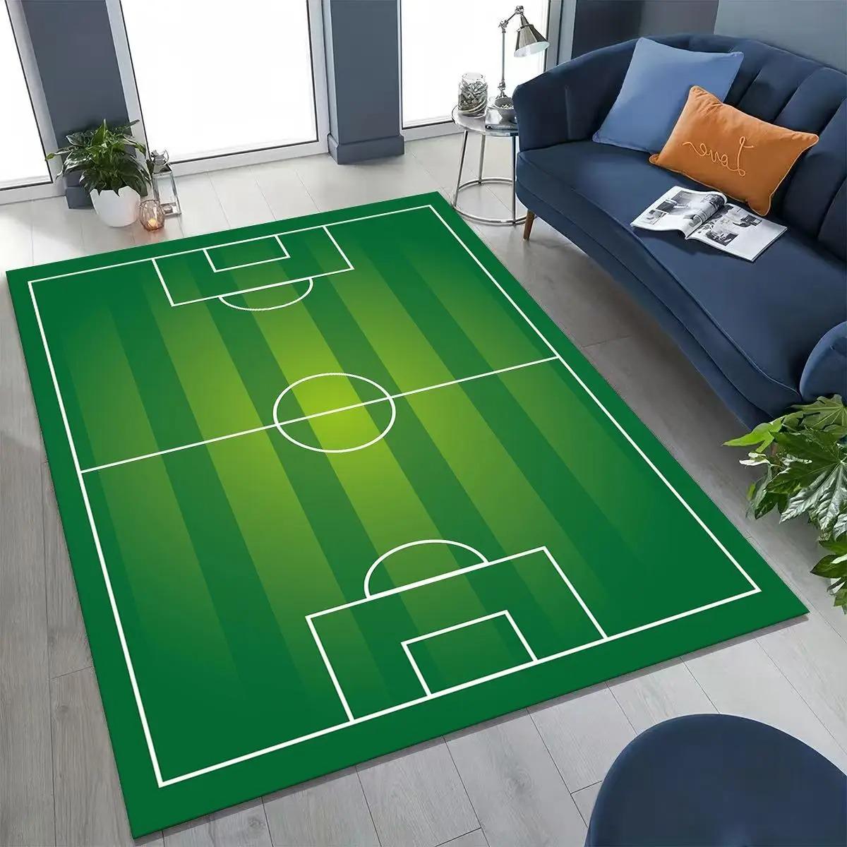 Focipálya mintás csúszásmentes szőnyeg alkalmas hálószobákba, nappalikba, kanapékra, előszobákba és extra nagy gyerek játszószőnyegnek 120x160cm