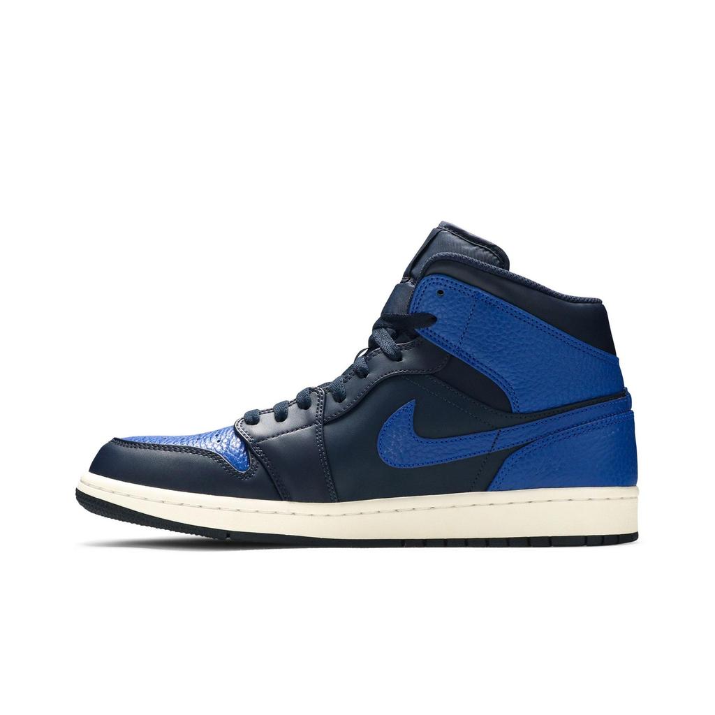 Air Jordan 1 Retro Mid 'Obsidian Royal' (Unisex) Obsidian / Game Royal-Summit White Vintage Basketball Shoes 554724 412
