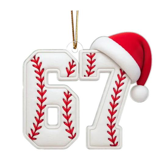 

67 Sports Ornaments Novelty Six Seven Christmas Tree Ornament with Sports Ball Theme 2D Acrylic Slang Hanging Decoration for Sport Lovers Teens A