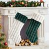 Plush Christmas Stocking Soft Faux Fur Vertical Channel Design Hanging Loop Holiday Decoration for Home Fireplace Mantel