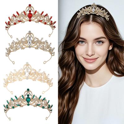 European and American Bride's Crown Headwear Retro Gold Black Diamond Hair Band  Wedding Birthday Accessories Halloween Crown