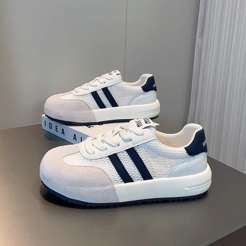 Mesh breathable German training shoes women's 2025 summer new leather versatile little white shoes lightweight platform sports and leisure board shoes