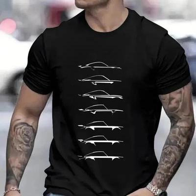Camiseta Masculina Design Carro de Corrida Automobilismo Verão Clássico Casual Moda Esporte Fitness Gola O Manga Curta Camisetas Confortáveis
