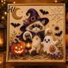 Autumn Home Decoration Halloween Cat Faux Pearl Painting Art Kit Spooky 3D Beads Moonlight Theme Crafts Cute Witch Gem Wall for Adults Craft Lovers