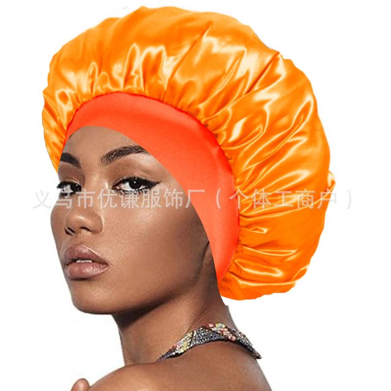 Women's wide-brimmed high-elastic hat satin nightcap hair shower cap high-end material satin hair cap