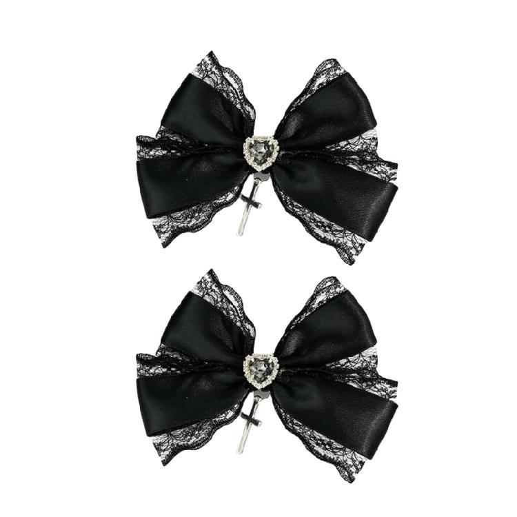 Lace Bows Hairclip Love Crosses Pattern Barrettes Multifunctional Halloween Hair Pin Accessories for Girls