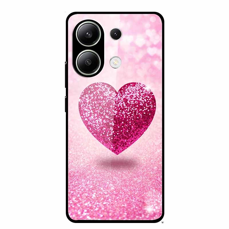 Glass Back Cover For Xiaomi Redmi Note 13 Case Note13 Pro Coque Hard Tempered Glass Case For Redmi Note 13 Pro Case Soft Bumper