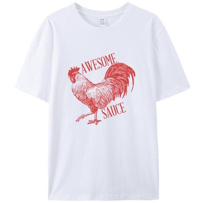 Awesome Sauce With Picture Of Rooster Funny Meme Women Men's Cotton T-Shirt Tee Tops