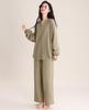 House Yayoi Gauze Long Comfortable Sleepwear Set for Spring and Perfect for Hospital and Other Available in Green Women's Double-Layered Pajamas,