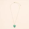 Love Heart Line Green Agate Healing Power Stone Heart Necklace for Women [KOAI]