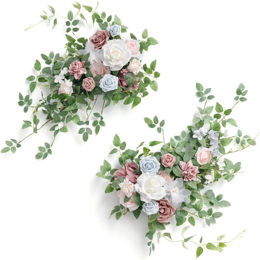 2PCS Artificial Floral Swags Centerpieces Wedding Flower Greenery Arrangements for Table Car Wall Window Arch Home Garden Decor