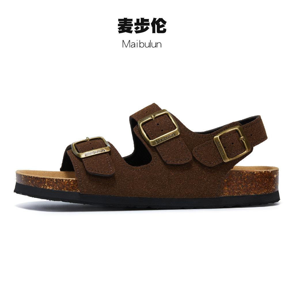 Fashion Gladiator Rear Strap Cork Sandals Women Thicken Soled Brand Couples Travel Beach Sandales Flat Shoes Buckle Belt Clogs Sandalias