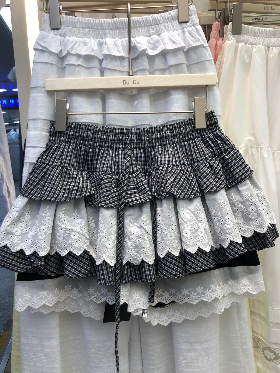 

Корейская юбка-пачка из кружева с клетчатой полоской, замедляющая старение, летняя юбка-брюки А-образного кроя с защитой от облегания One Size