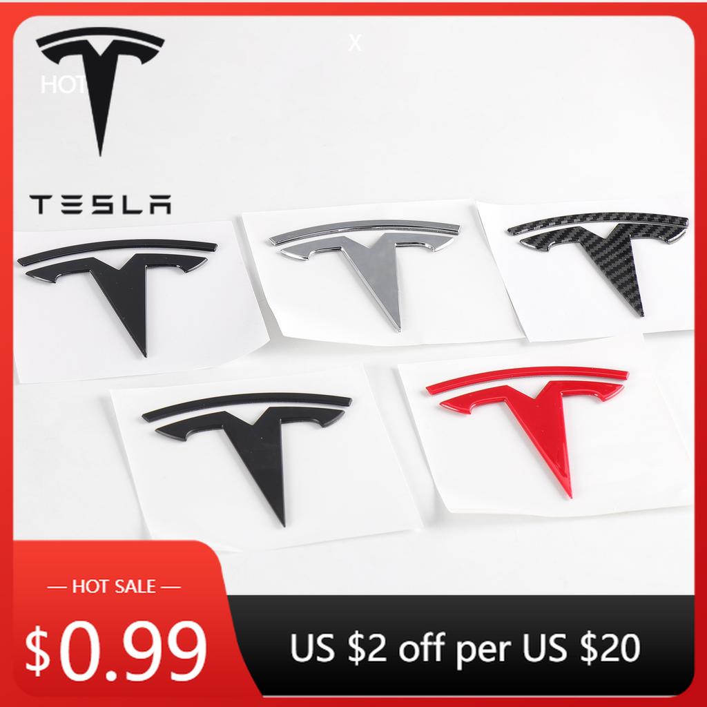 Car Sticker Tesla 1pcs ABS for Tesla Model 3 Mode Y Car Front Hood Logo Cover Emblem Sticker Styling Auto Body Rear Trunk Badge