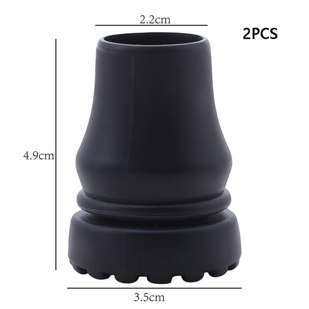 

2pcs Anti-Skid Walking Stick Tip Protector Black Trekking Pole Bottom Cover Elderly 2.2cm