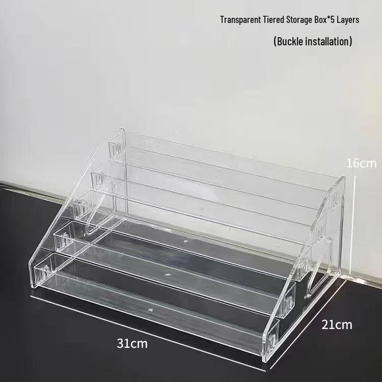Acrylic Badge Display Stand with Tiered Transparent Storage Shelves