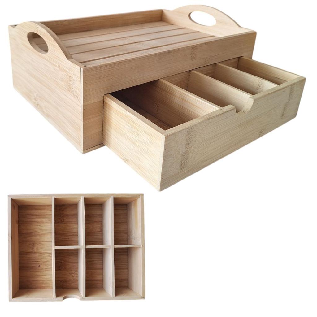 Bamboo Box Organizer Tray Container For Cosmetics Products 7 Pr`Egrody