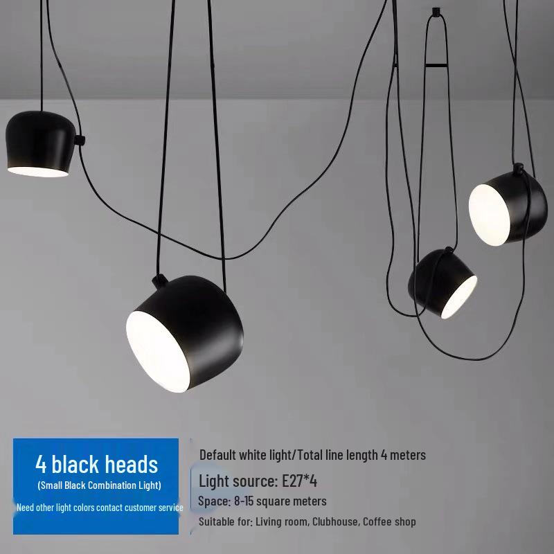 Nordic Industrial Style Three-Head Pendant Light for Cafe, Bar, or Exhibition Hall