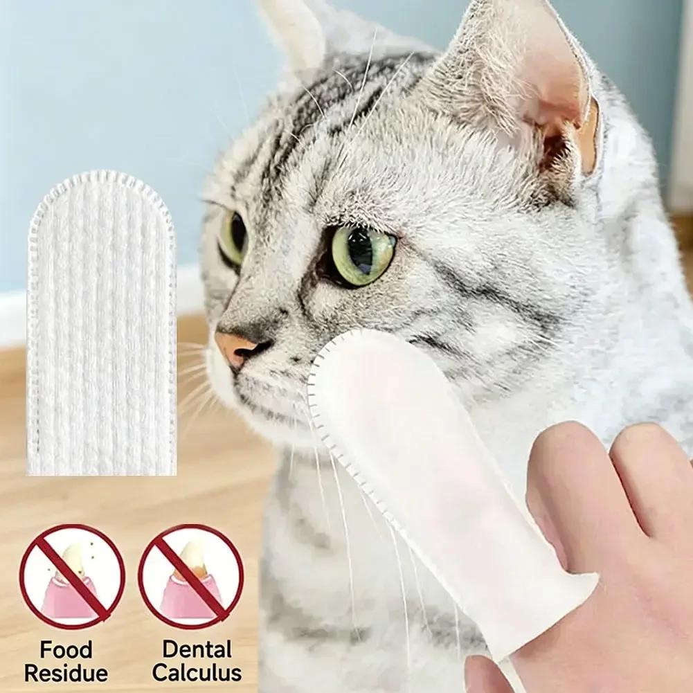 Universal Dogs Cats Disposable Finger Covers Fresh Breath Essential 50Pcs Pet Cleaning Finger Covers Tartar Removal Ear Cleaning