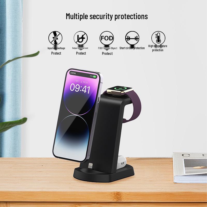 3-in-1 Wireless Charger Stand for iPhone, Apple Watch, and Earbuds