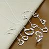 Silver-Plated Korean Style Five-Petal Flower Jewelry Set: Bracelet, Necklace, Earrings, Ring (T117)