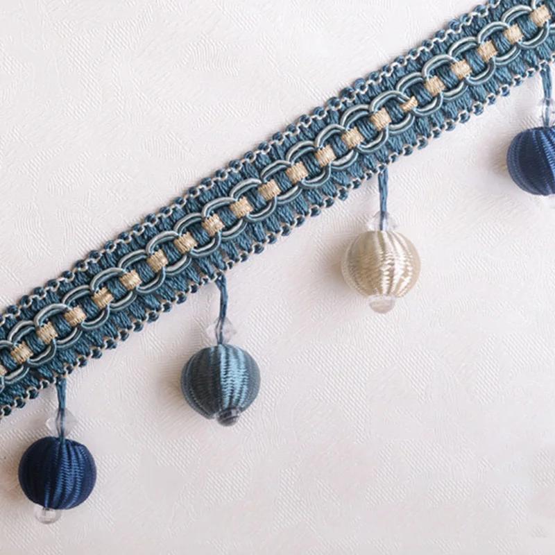 5.5M Curtain Sewing Tassel Fringe Lace Crystal Beads Weave Ball Trim Upholstery Home Decor Elegant Delicate Curtain Accessories
